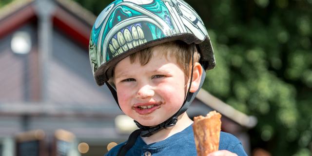 Child enjoying an ince cream at Foremark Derbyshire